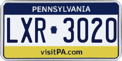PA license plate LXR3020