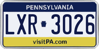 PA license plate LXR3026