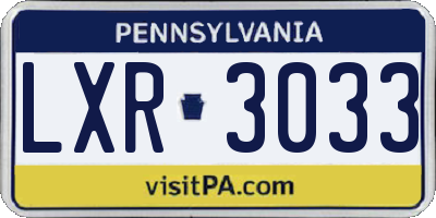 PA license plate LXR3033