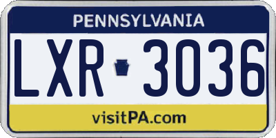 PA license plate LXR3036