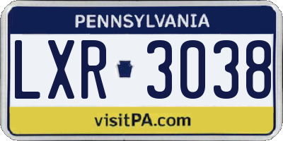 PA license plate LXR3038