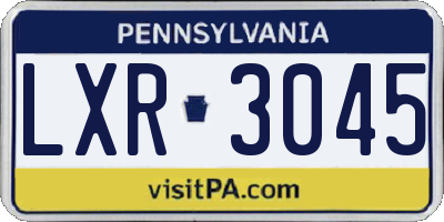 PA license plate LXR3045