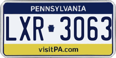 PA license plate LXR3063