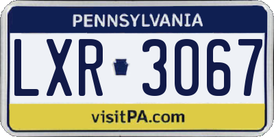 PA license plate LXR3067