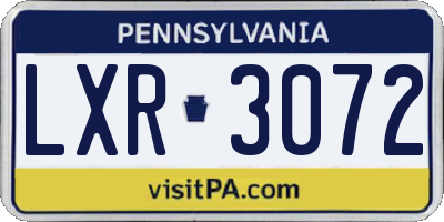 PA license plate LXR3072