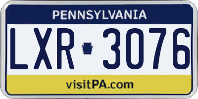 PA license plate LXR3076