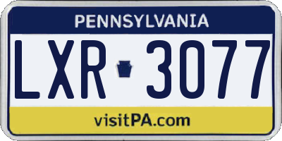 PA license plate LXR3077