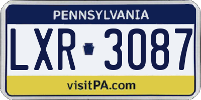PA license plate LXR3087