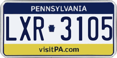 PA license plate LXR3105
