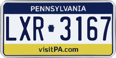 PA license plate LXR3167