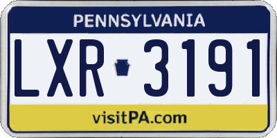 PA license plate LXR3191