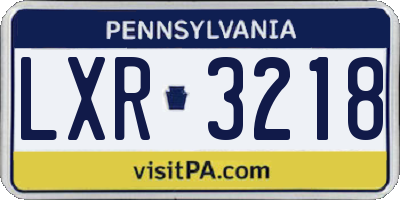 PA license plate LXR3218