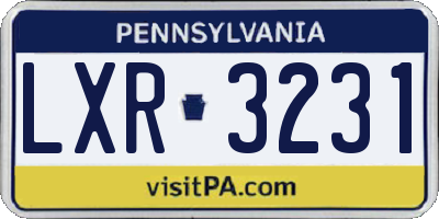 PA license plate LXR3231