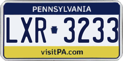 PA license plate LXR3233