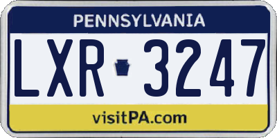 PA license plate LXR3247