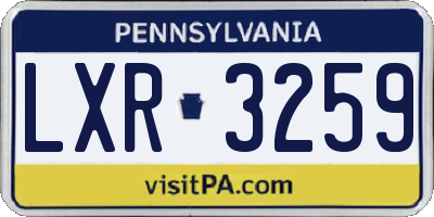 PA license plate LXR3259
