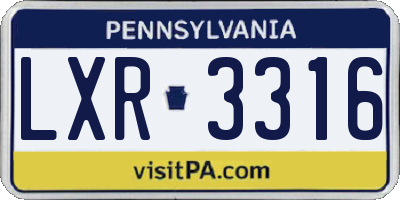 PA license plate LXR3316