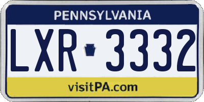 PA license plate LXR3332