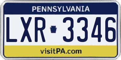 PA license plate LXR3346