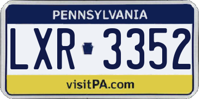 PA license plate LXR3352