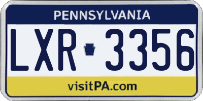 PA license plate LXR3356