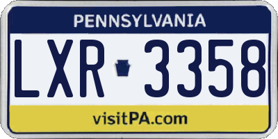 PA license plate LXR3358