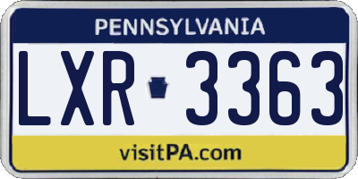 PA license plate LXR3363