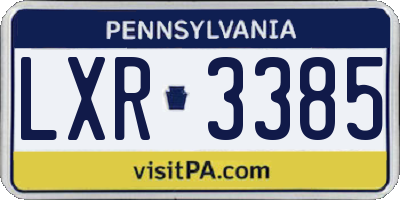 PA license plate LXR3385
