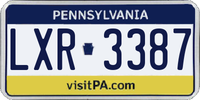 PA license plate LXR3387