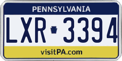 PA license plate LXR3394