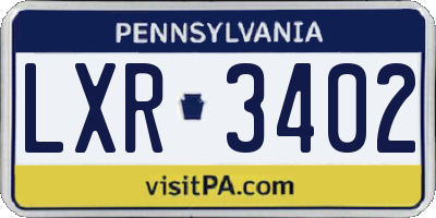 PA license plate LXR3402
