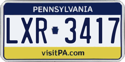 PA license plate LXR3417