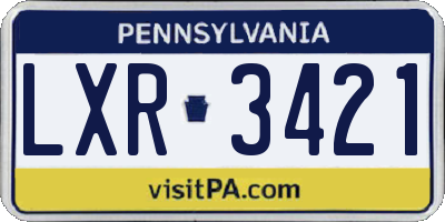 PA license plate LXR3421