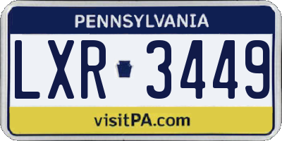 PA license plate LXR3449