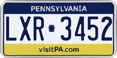 PA license plate LXR3452