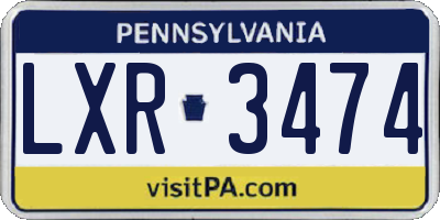 PA license plate LXR3474