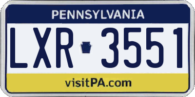 PA license plate LXR3551