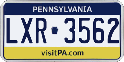PA license plate LXR3562