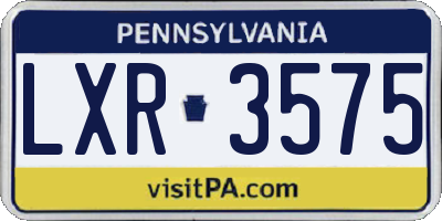 PA license plate LXR3575