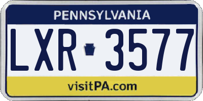 PA license plate LXR3577