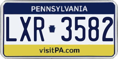 PA license plate LXR3582