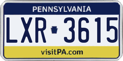 PA license plate LXR3615