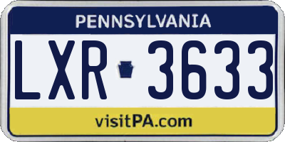 PA license plate LXR3633