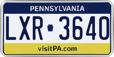 PA license plate LXR3640