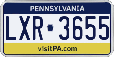 PA license plate LXR3655