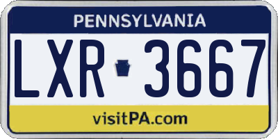 PA license plate LXR3667