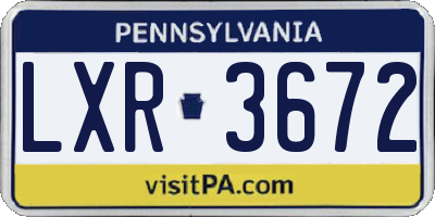 PA license plate LXR3672