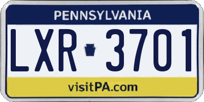 PA license plate LXR3701