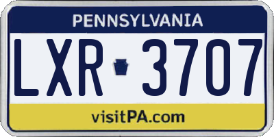 PA license plate LXR3707