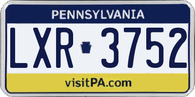 PA license plate LXR3752